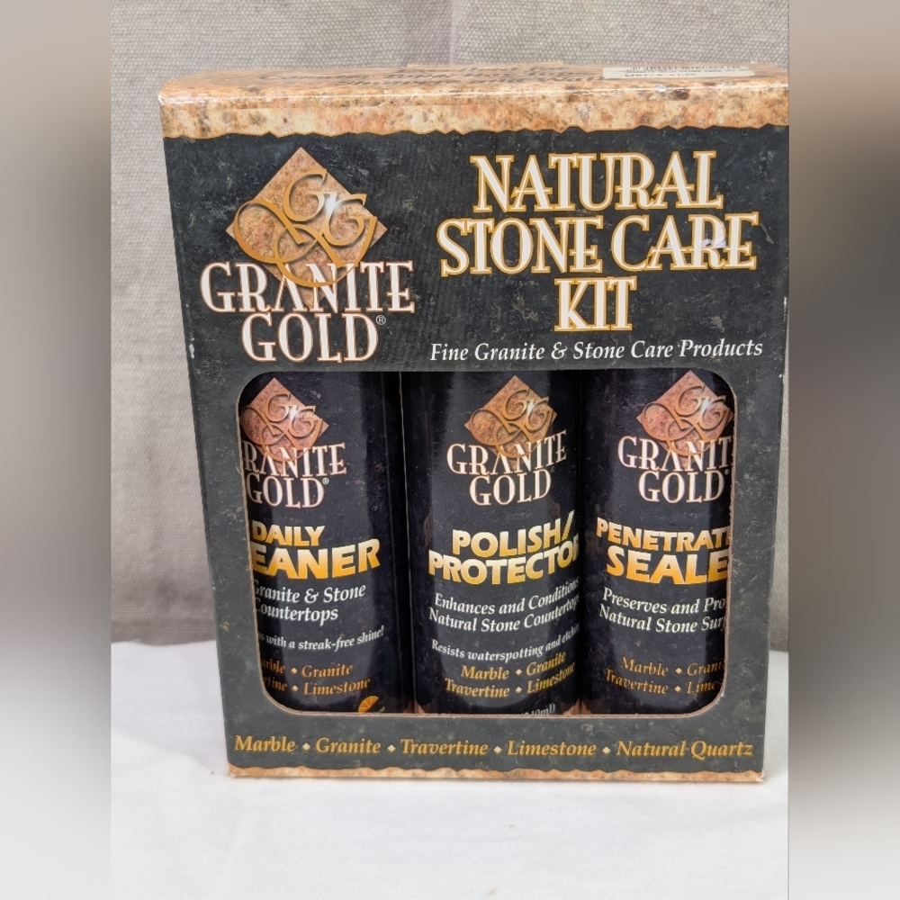 New Granite Gold Natural Stone Care Kit 3 pcs marble travertine limestone quartz